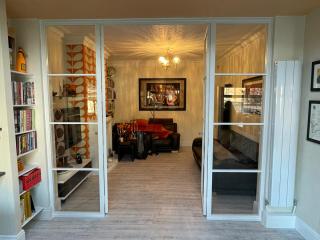 steel in white critall doors